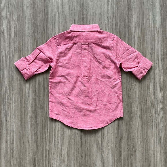 NWT Janie and Jack Boys Linen Button Up Roll-Cuff Shirt & Striped Socks Red 4 - Picture 4 of 12